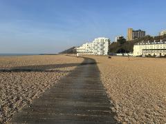 .. as when we first walked this section in 2021, the beach was closed for development, and we divert inland